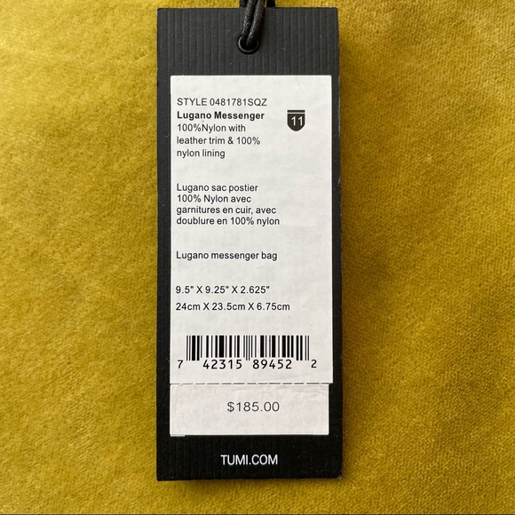 TUMI Lugano Messenger Bag; Dark Brown Lugano Crossbody Bag - Picture 6 of 6